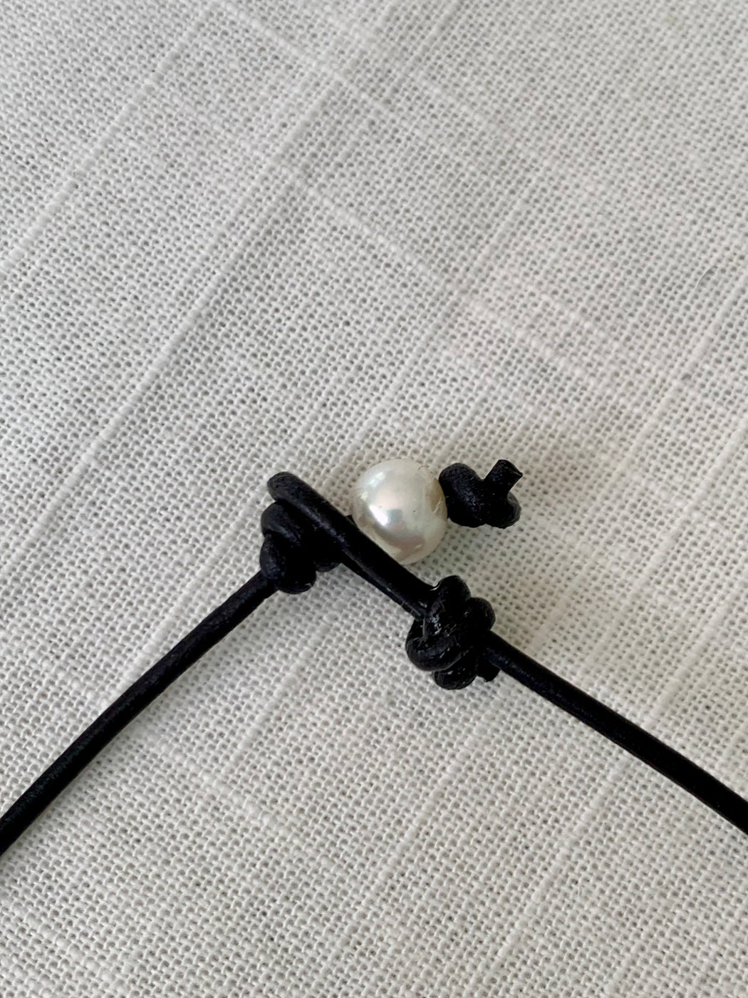 Beach Choker Necklace with Aqua Glass Bead