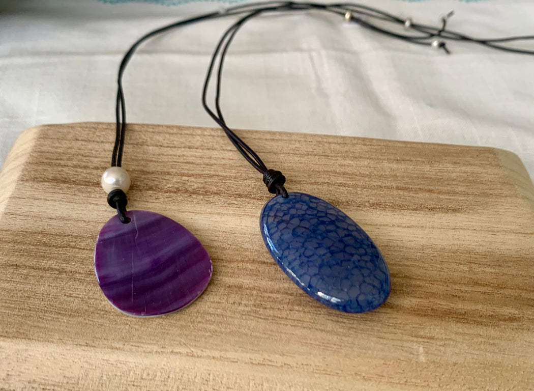 Wampum Shell and Agate Necklaces