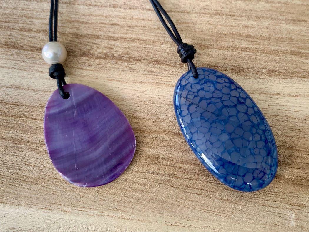 Wampum Shell and Agate Necklaces