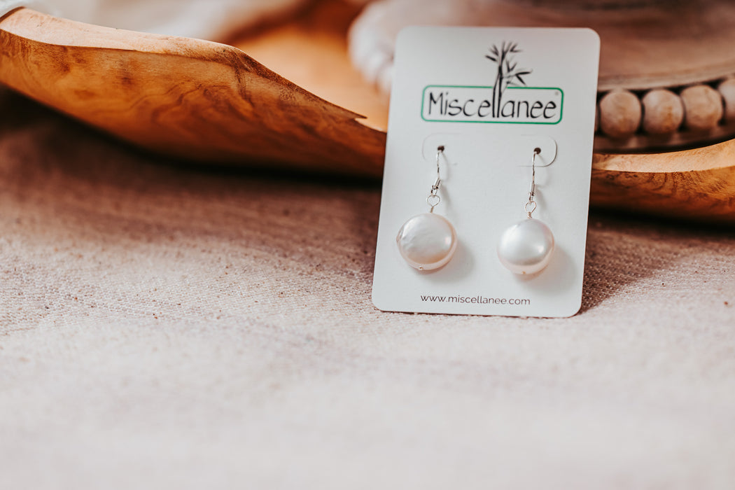 Freshwater Coin Pearl Earrings