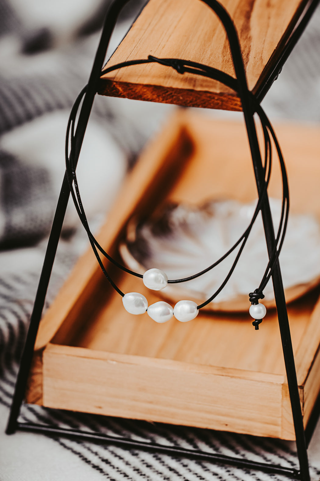 Double Strand Freshwater Pearl Leather Necklace