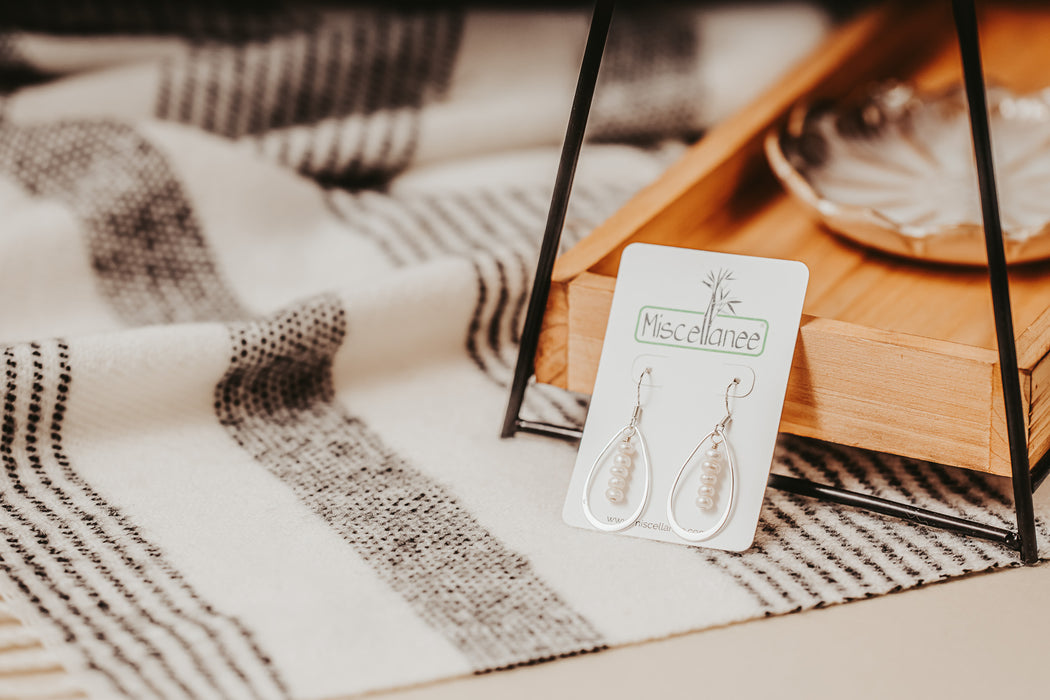 Sterling Silver Freshwater Pearl Hoop Earrings