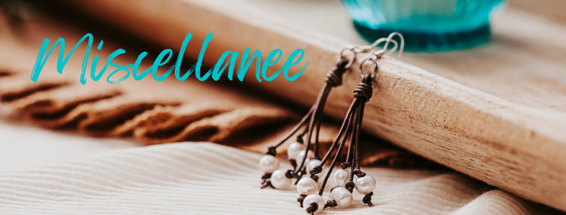 Miscellanee cover photo with leather pearl earrings