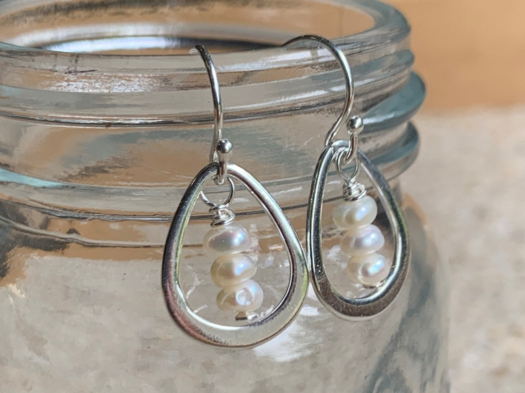 Fresh Water Pearl Hoop Earrings | Sterling Silver Hoop Earrings