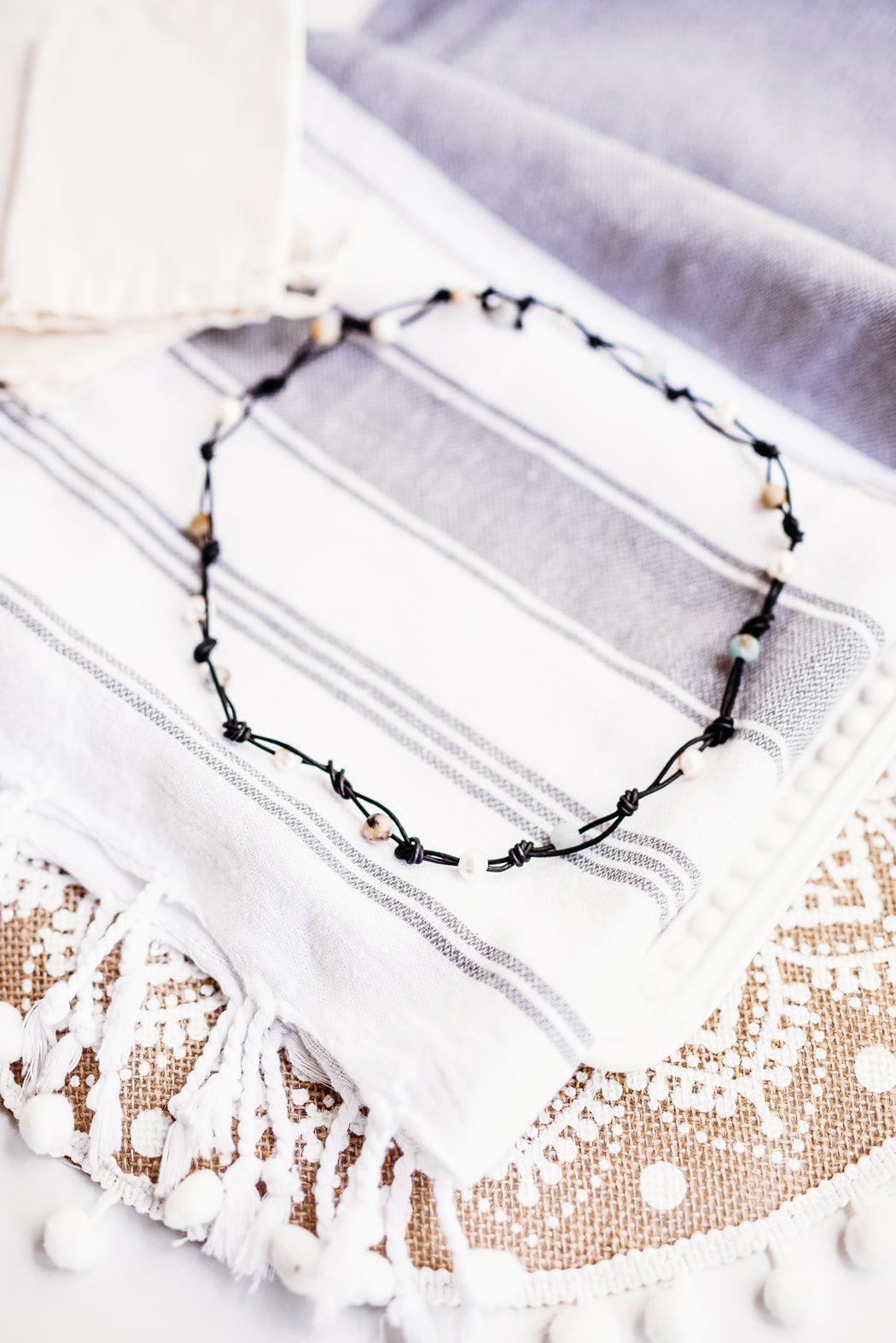 Pearl and Amazonite Triple Wrap Bracelet or a Necklace