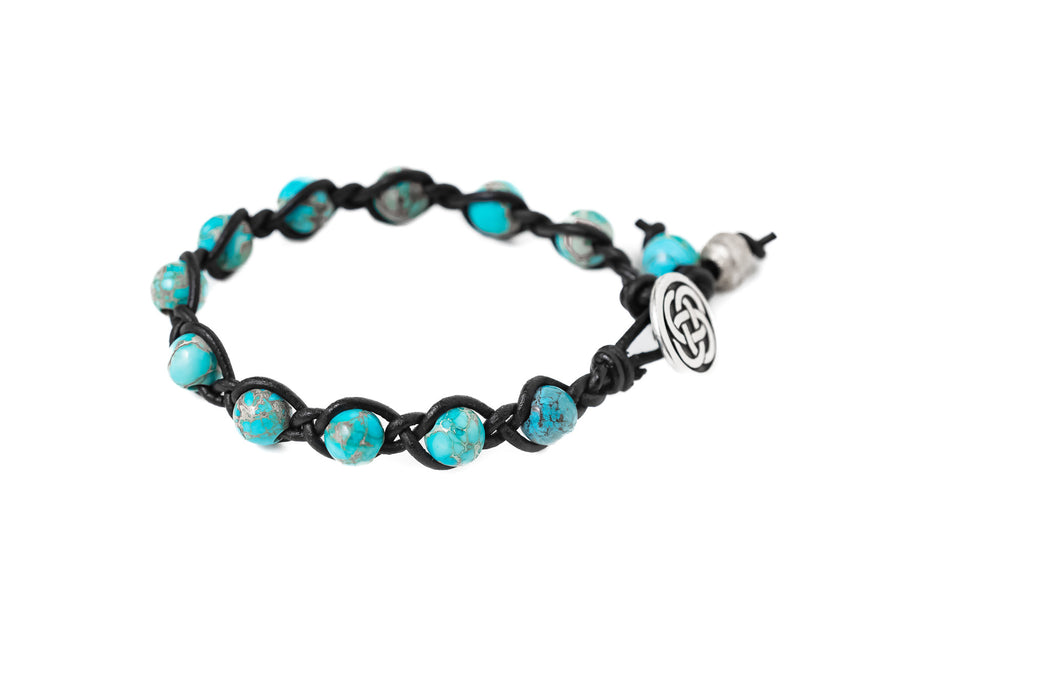 Beachy Boho  Jasper and Leather Braided Bracelet