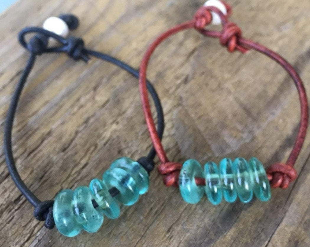 leather disk bracelet