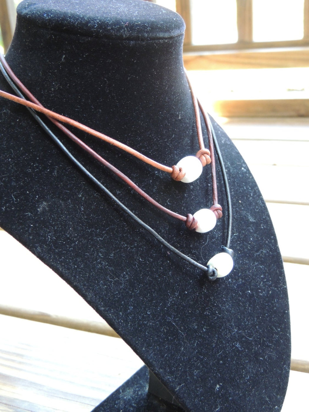 Freshwater Pearl Leather Necklace | Beach Necklace | Beach Lover Gift