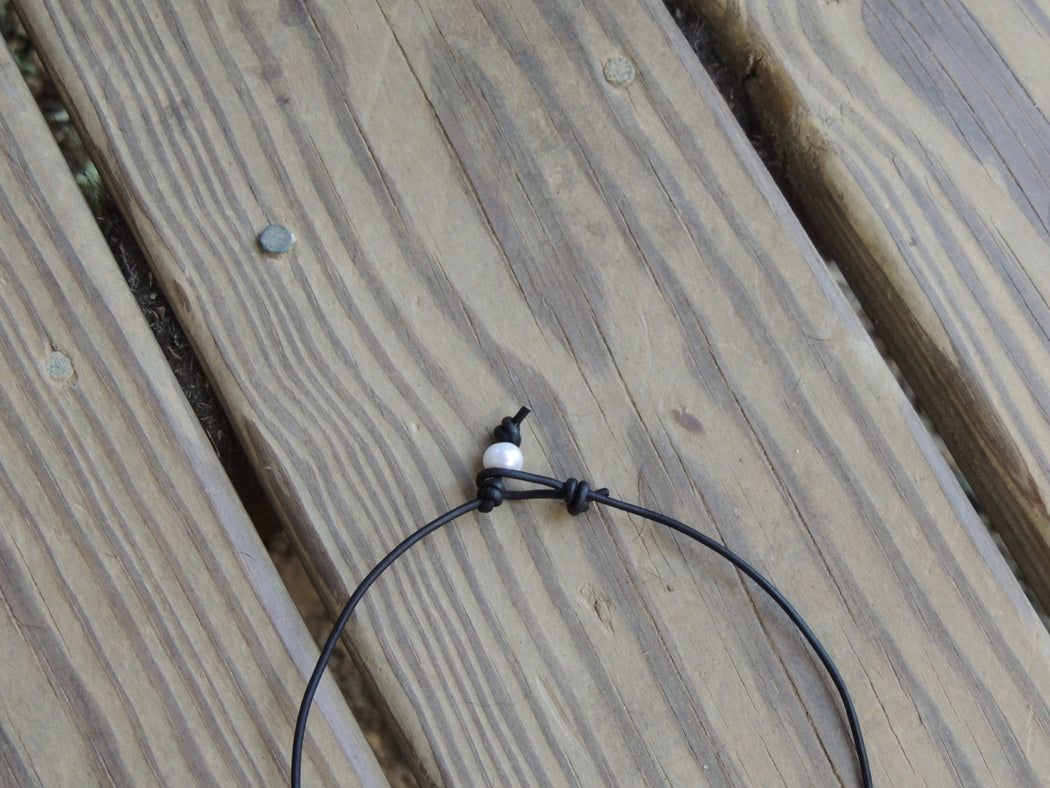 Beach Necklace | Leather and African Glass Necklace | Beach Lover Gift