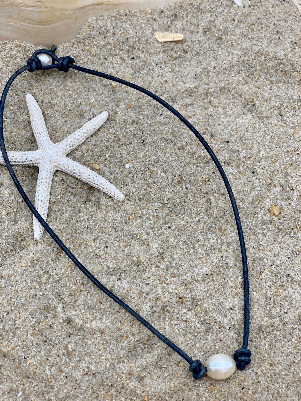 Leather and Freshwater Pearl Leather Necklace | Leather Layering Necklace