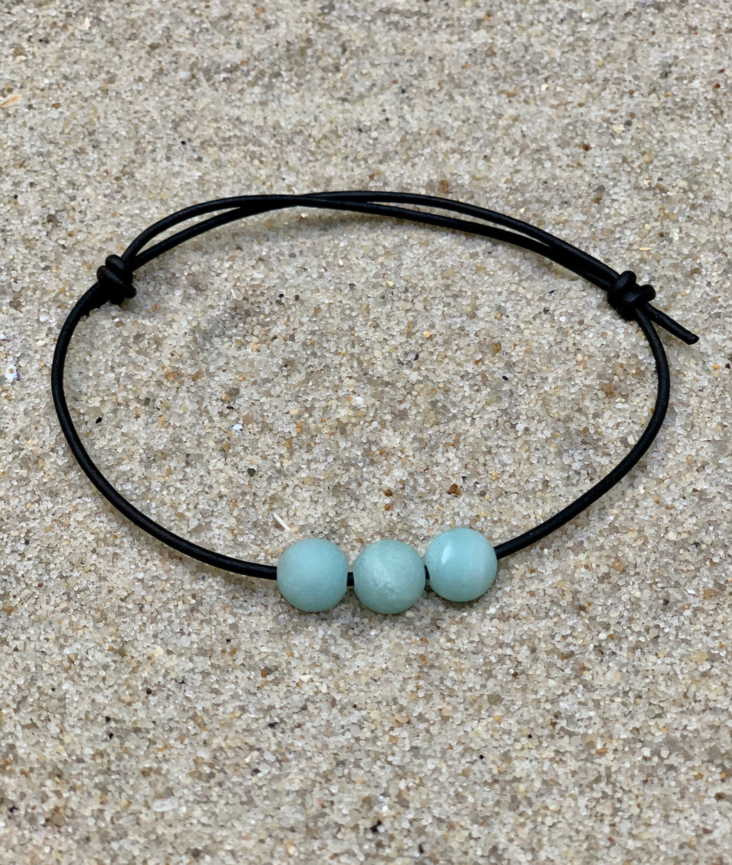 Womens Leather Anklet | Amazonite Anklet | Beach Anklet