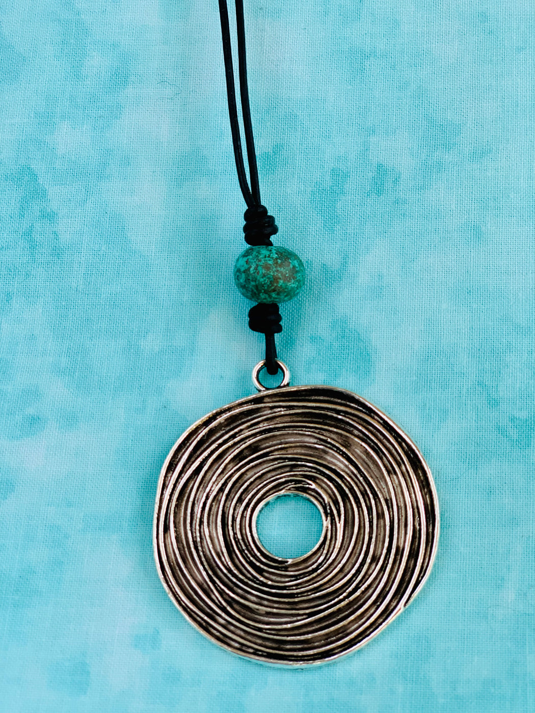 Spiral Pendant Adjustable Leather Necklace