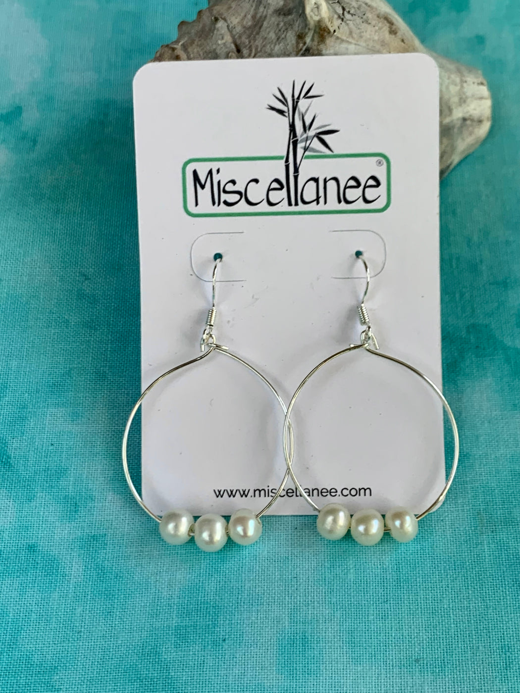 pearl hoop dangle earrings