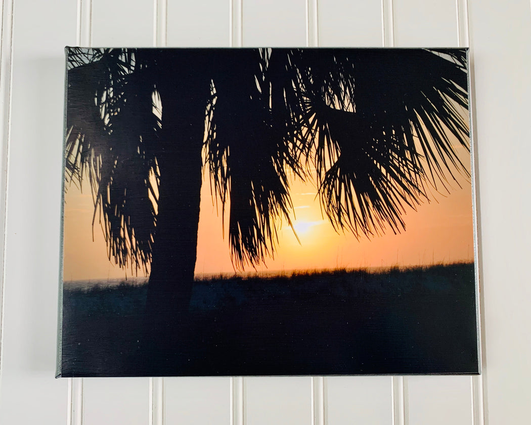 Palm Tree Sunset Canvas Photo | Beach Lovers Gift | Beach Wall Art