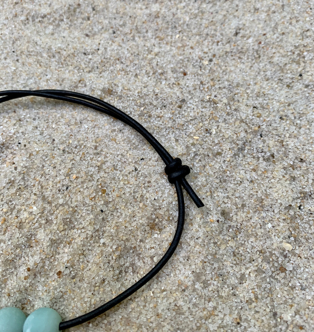 Womens Leather Anklet | Amazonite Anklet | Beach Anklet