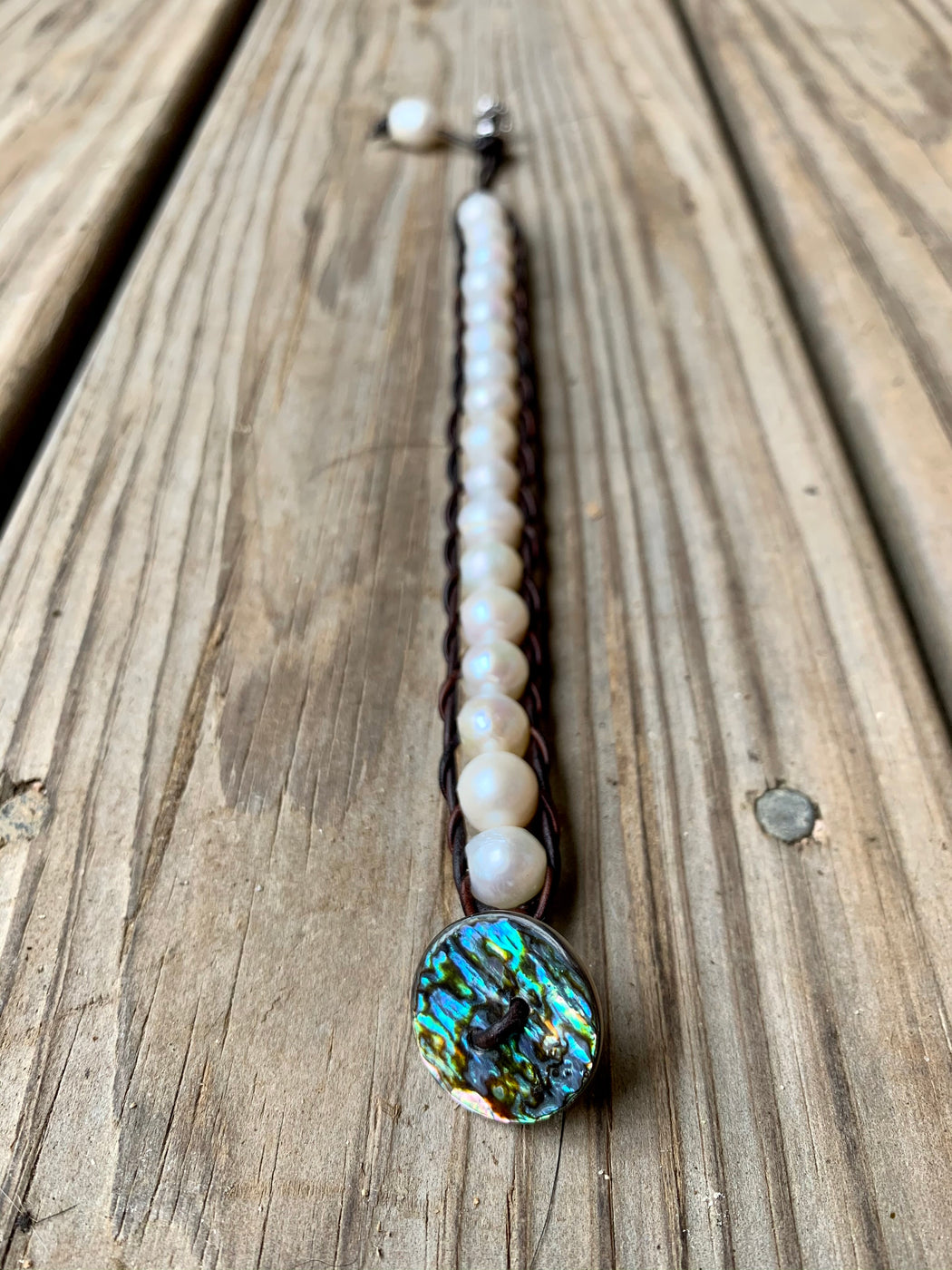 Freshwater Pearl Leather Bracelet | Pearl Ladder Bracelet