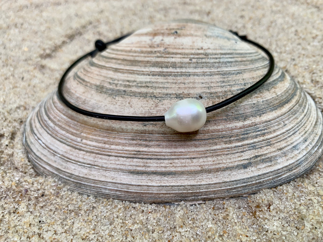 Pearl and Leather Anklet | Leather Ankle Bracelet | Beach Anklet