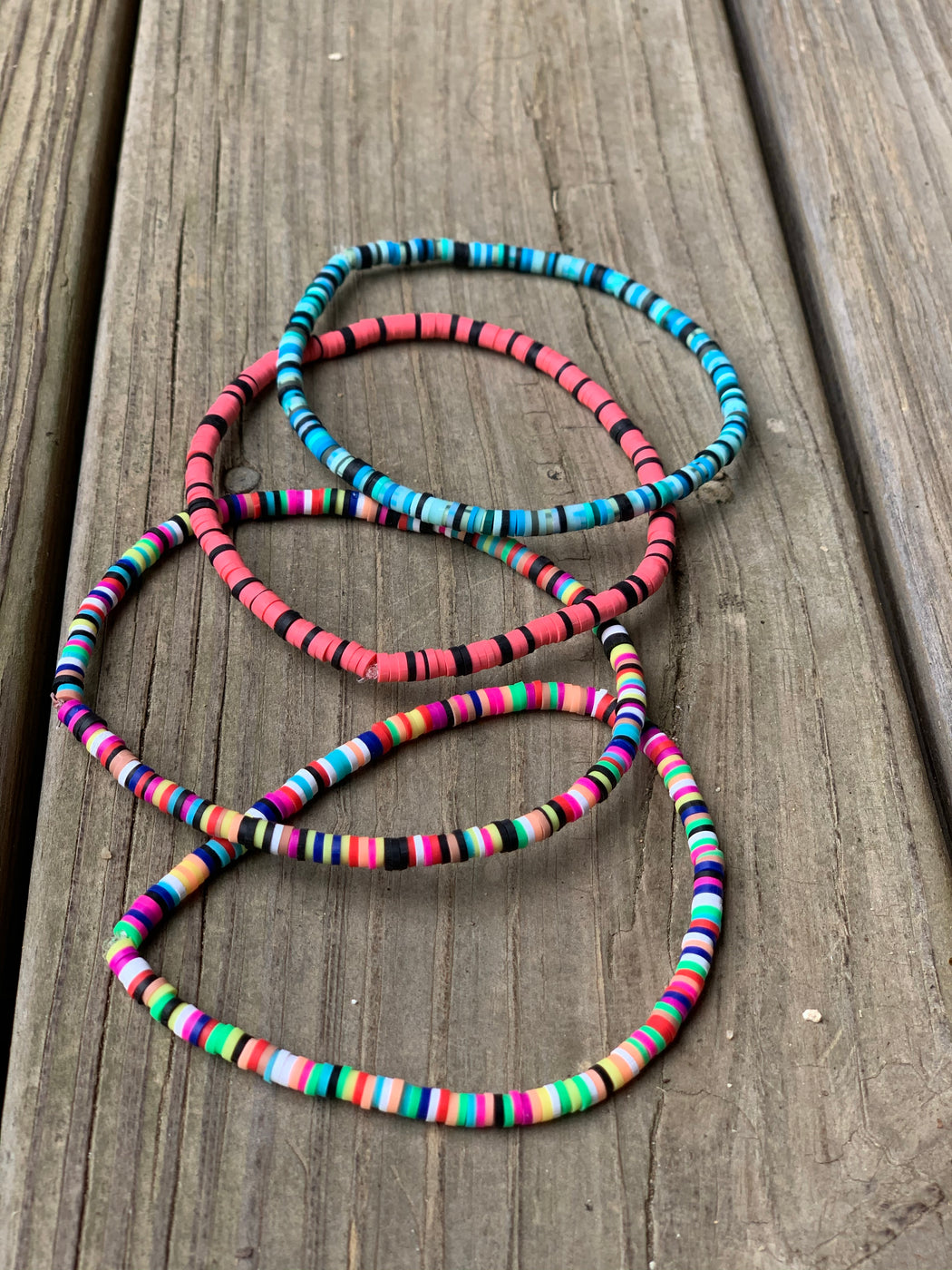 bright vinyl bead stretch anklets