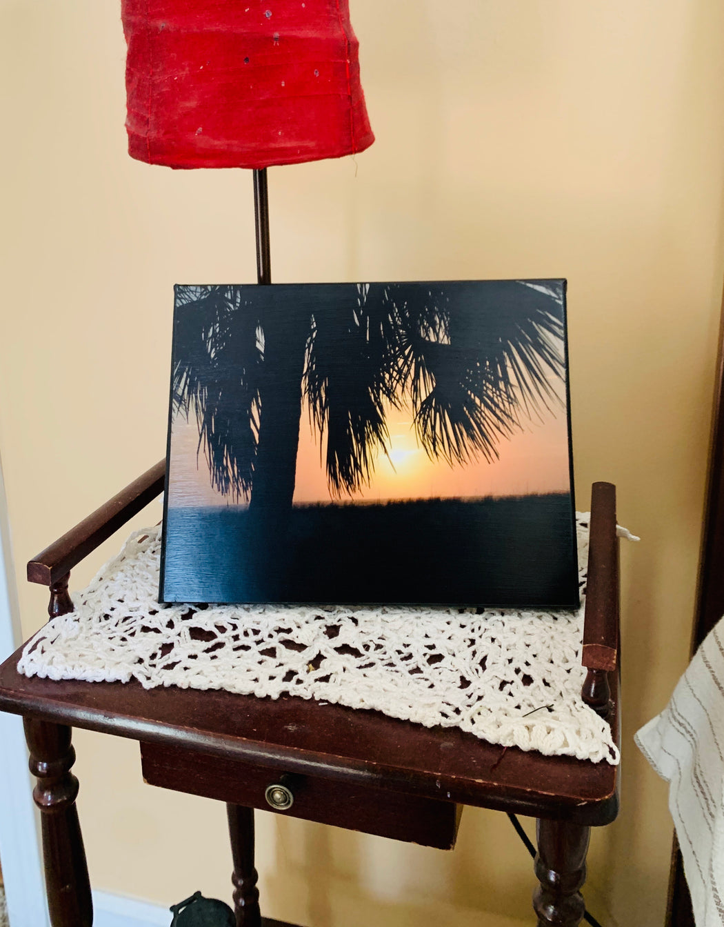 Palm Tree Sunset Canvas Photo | Beach Lovers Gift | Beach Wall Art