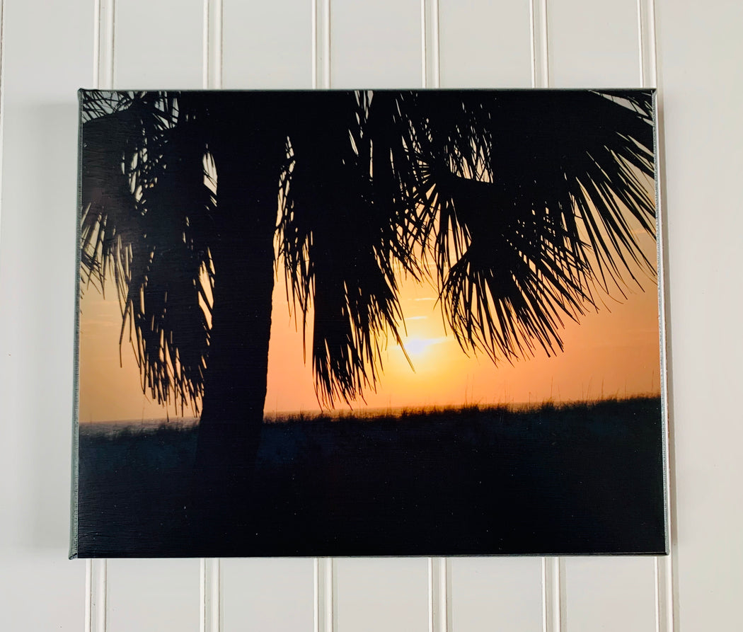 Palm Tree Sunset Canvas Photo | Beach Lovers Gift | Beach Wall Art