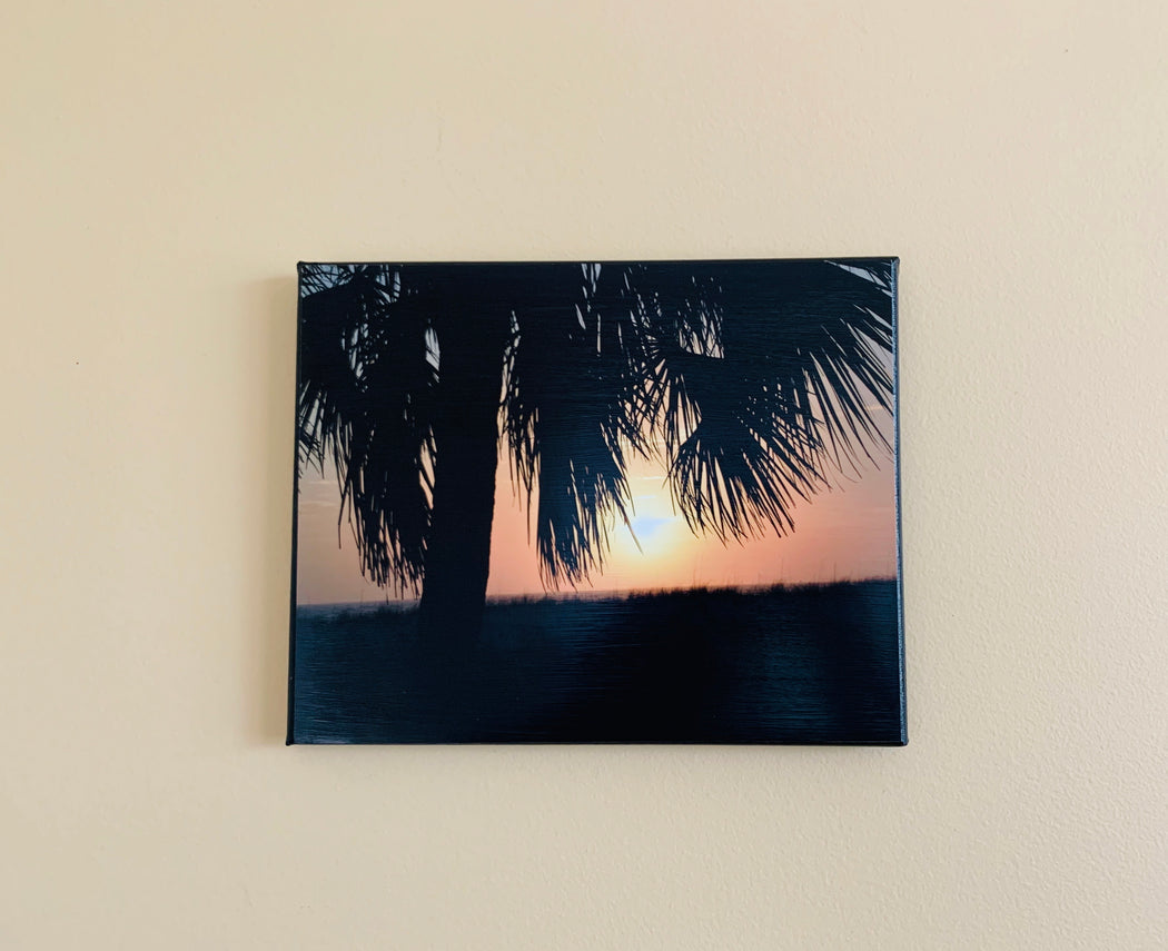 Palm Tree Sunset Canvas Photo | Beach Lovers Gift | Beach Wall Art