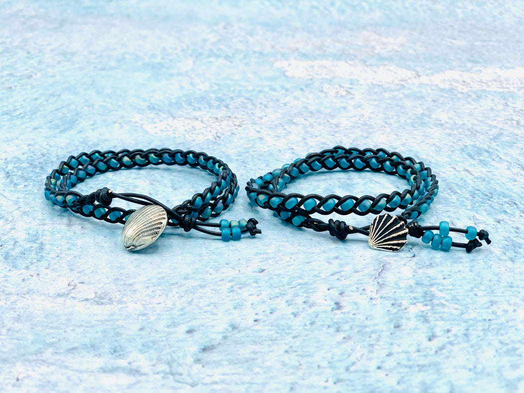Leather Double Wrap Bracelet | Beachy Leather Bracelet