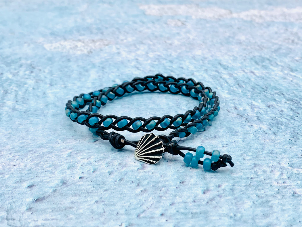 Leather Double Wrap Bracelet | Beachy Leather Bracelet