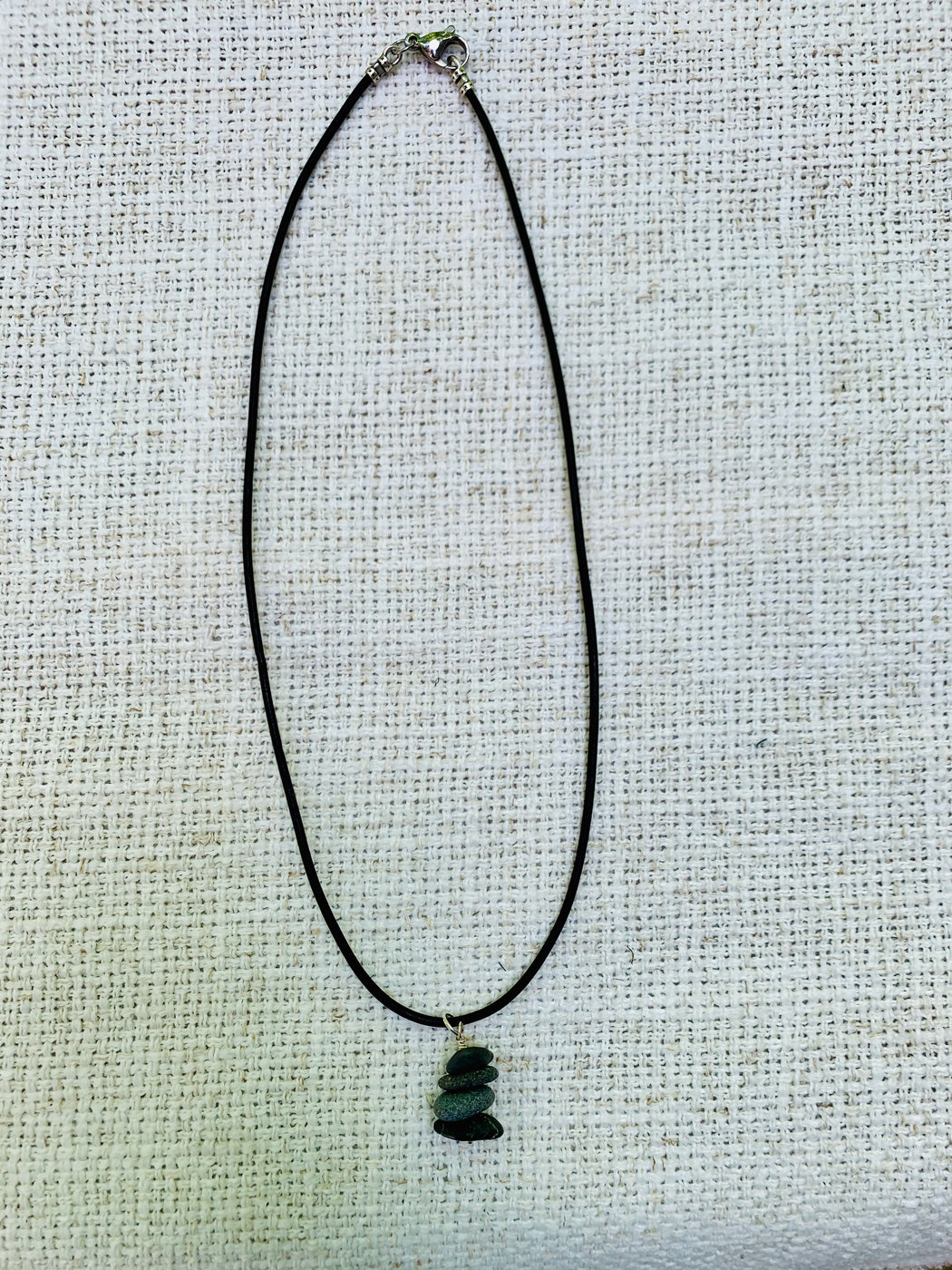 Natural Stone Leather Necklace | Cairn Pendant Necklace | Mens Leather Necklace