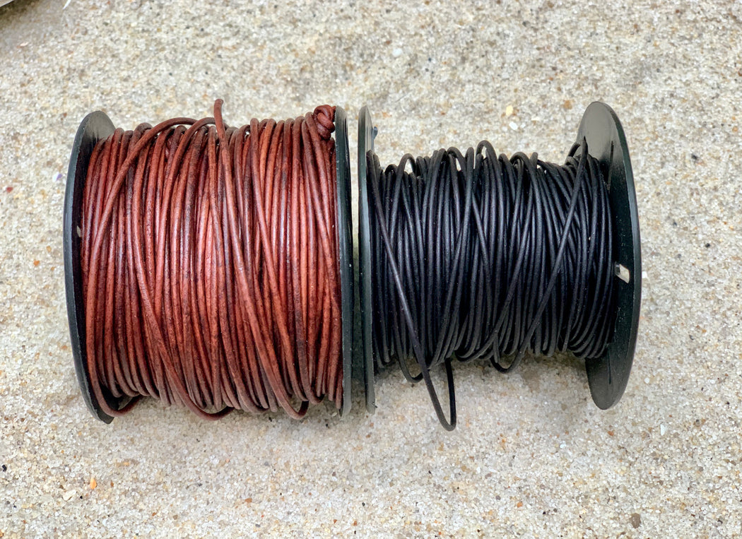 Aqua Glass Leather Earrings | Boho Dangle Earrings