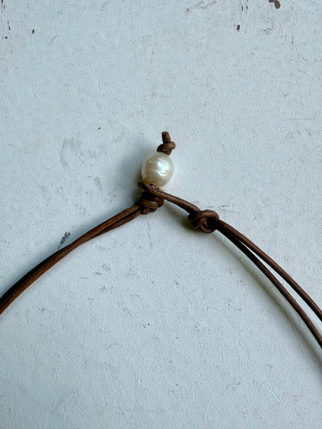 Leather Double Strand Pearl and Glass Necklace