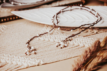 pearl and leather braided necklace