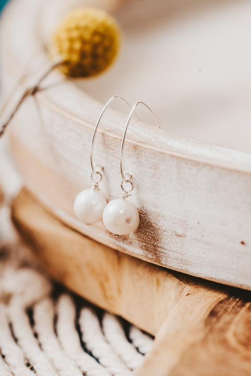 sterling silver hook earrings with pearls