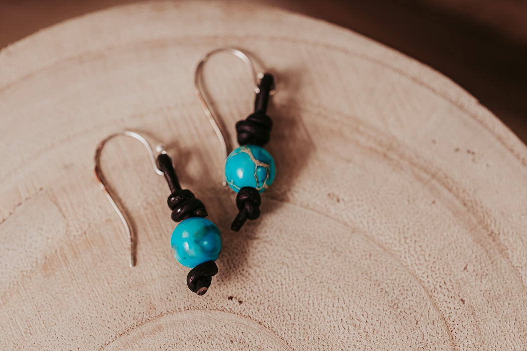 imperial jasper and leather earrings