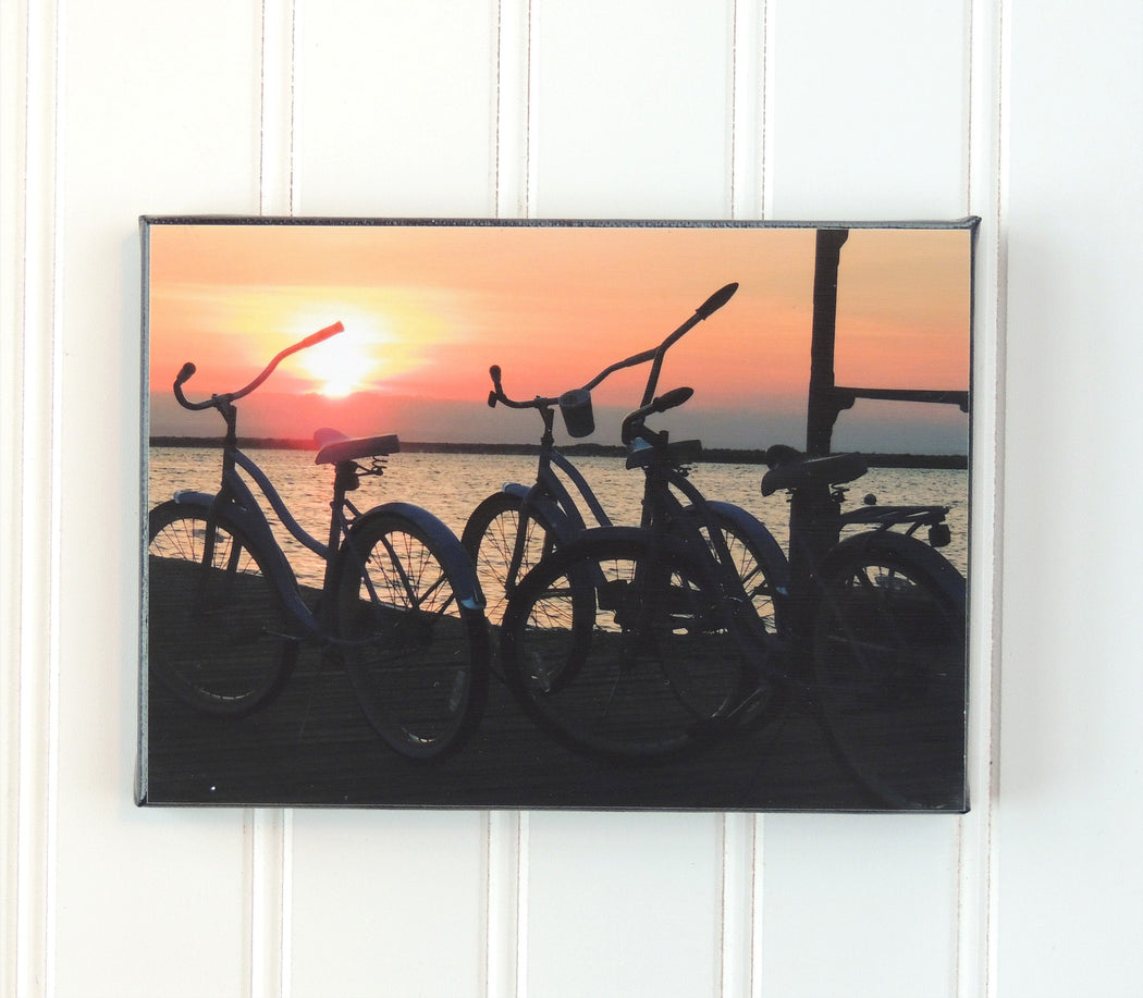 photo of bikes at sunset