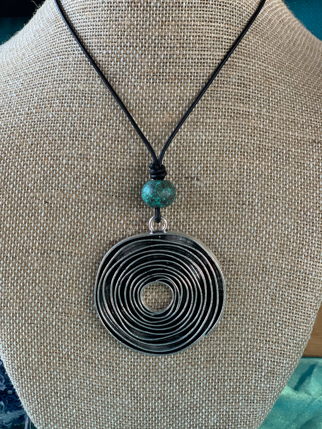 Spiral Pendant Adjustable Leather Necklace