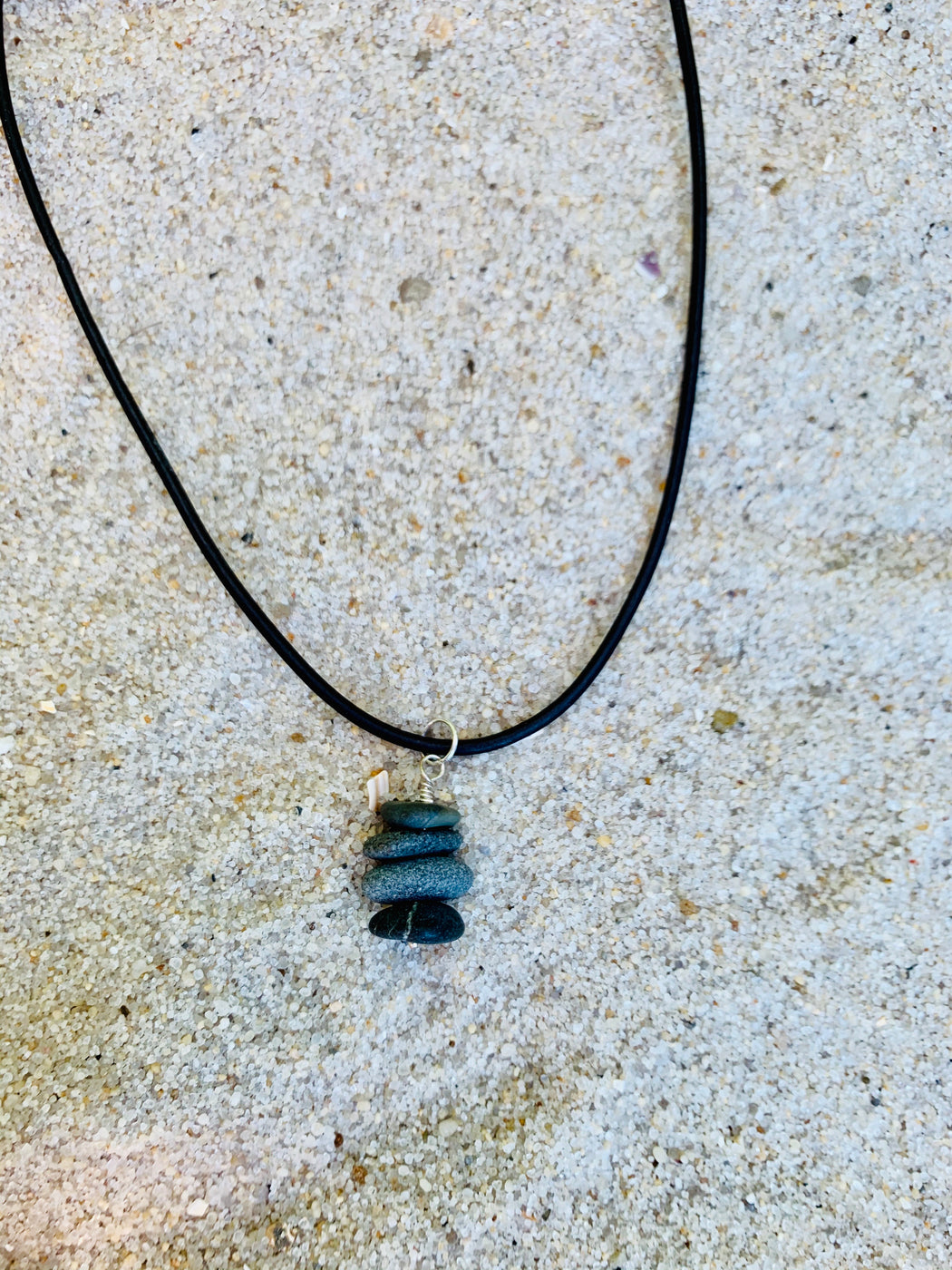 Natural Stone Leather Necklace | Cairn Pendant Necklace | Mens Leather Necklace