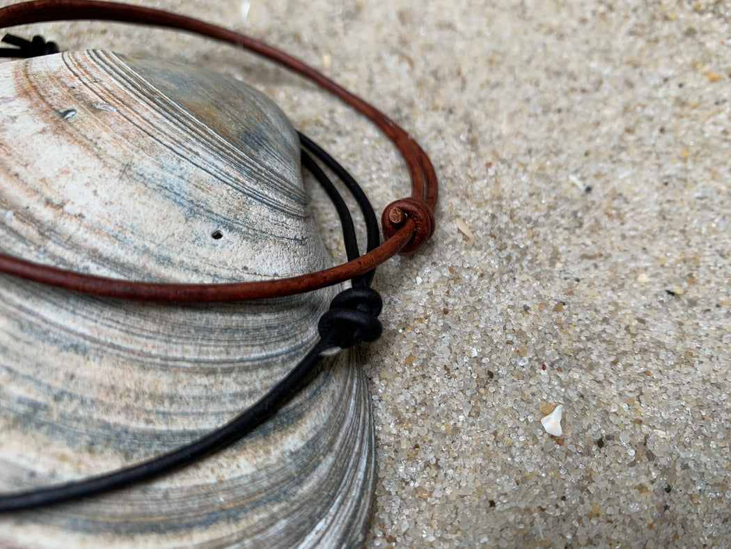 Adjustable Sea Glass Leather Anklet | Summer Ankle Bracelet
