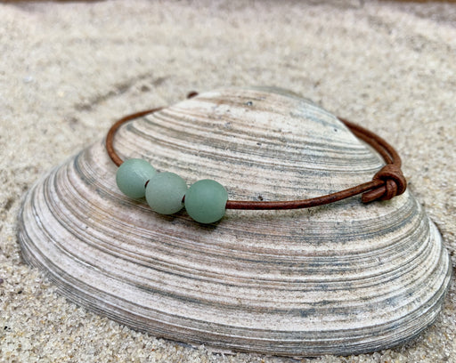 green aventurine leather anklet