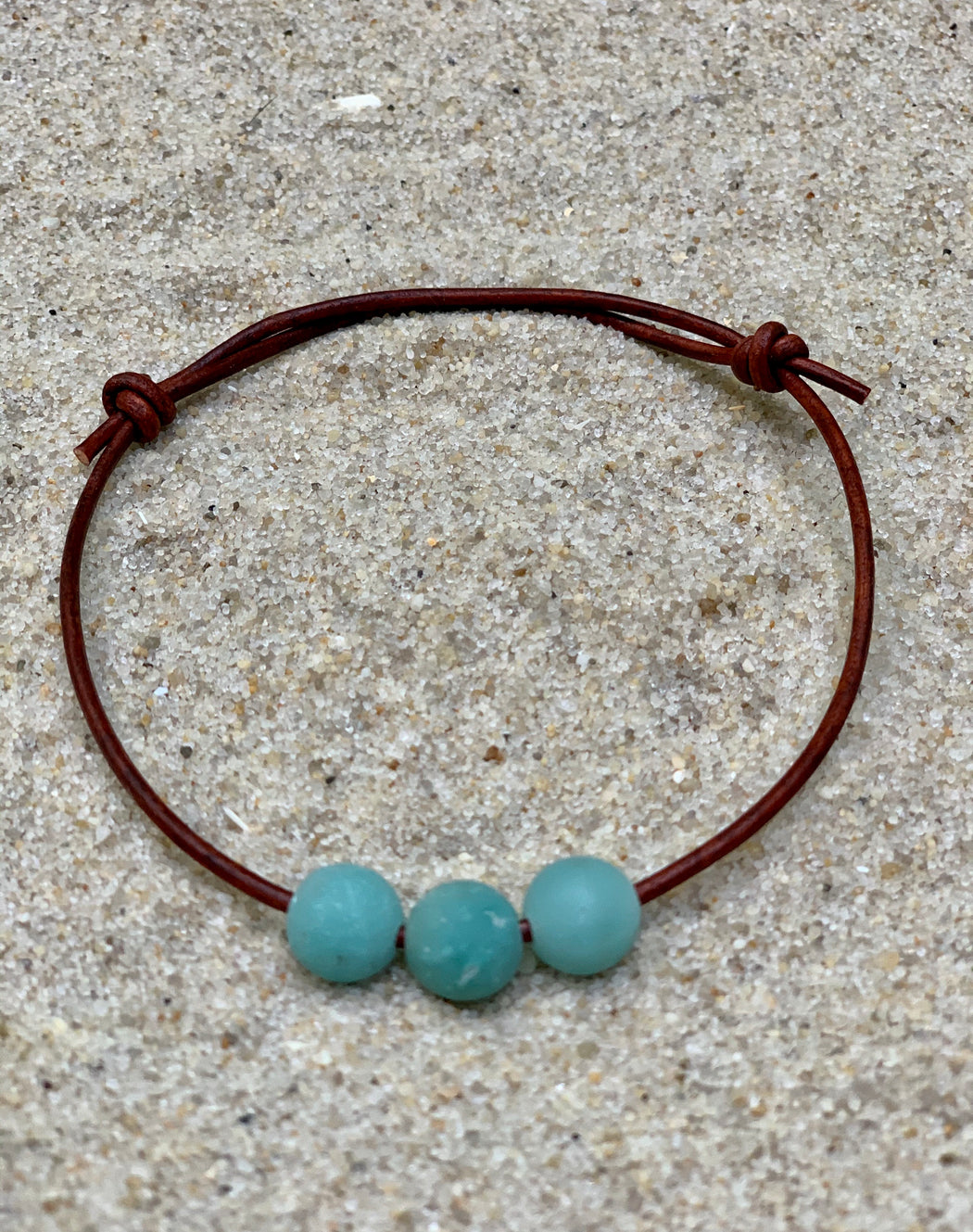 Womens Leather Anklet | Amazonite Anklet | Beach Anklet